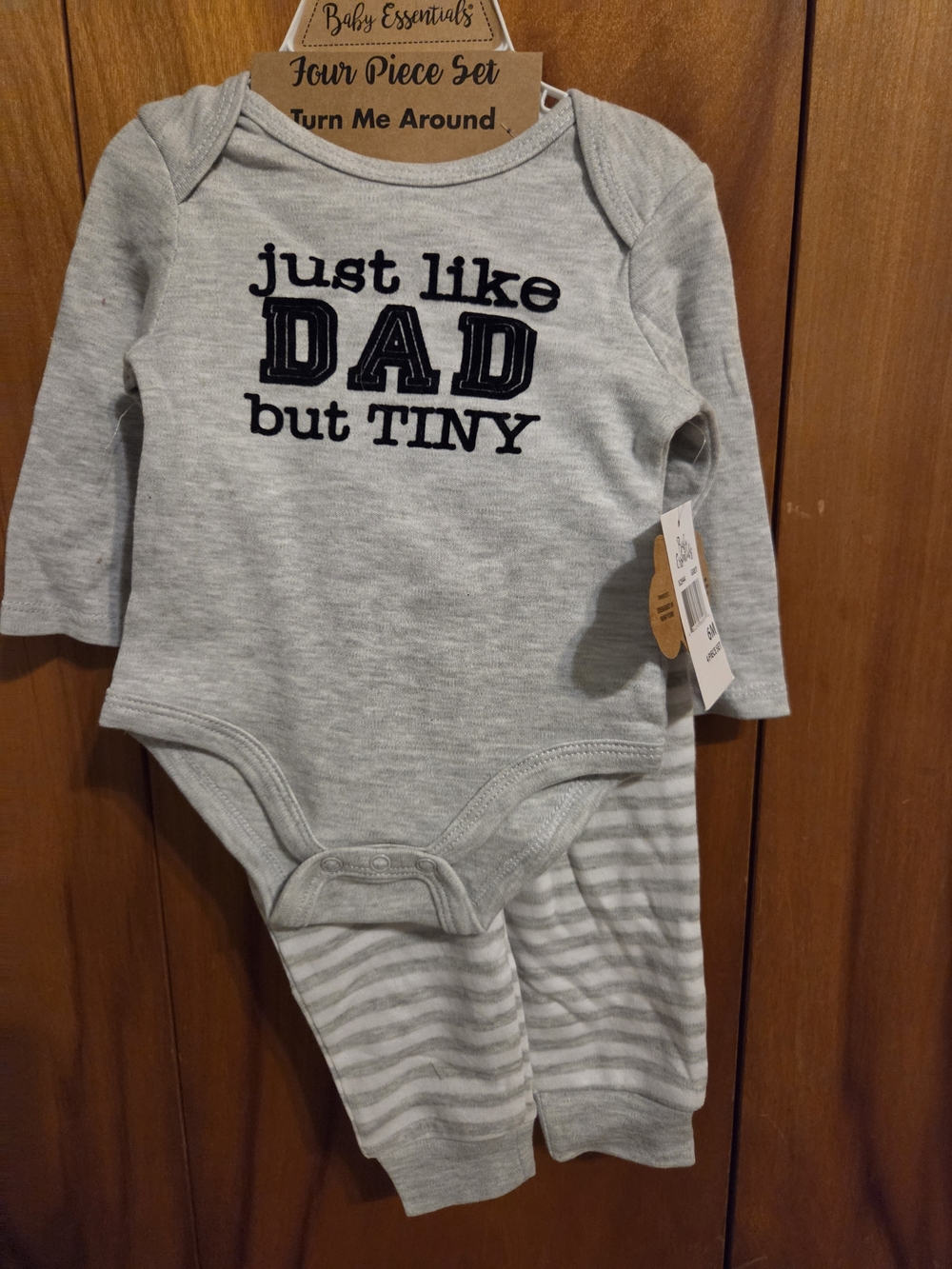 Baby Boy Essentials Grey Just Like Dad 4-Piece Baby Set